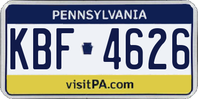 PA license plate KBF4626
