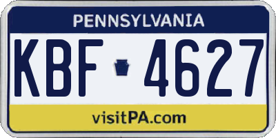 PA license plate KBF4627