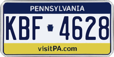 PA license plate KBF4628