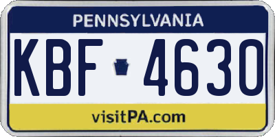 PA license plate KBF4630