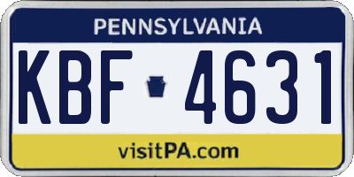 PA license plate KBF4631