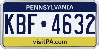 PA license plate KBF4632