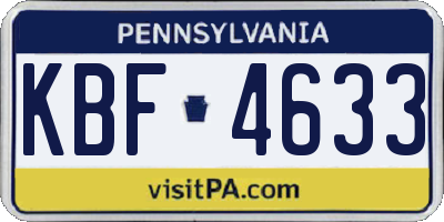 PA license plate KBF4633