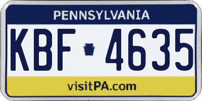 PA license plate KBF4635