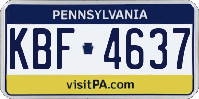 PA license plate KBF4637