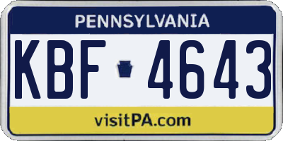 PA license plate KBF4643