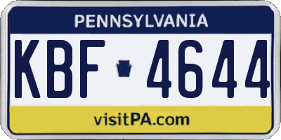 PA license plate KBF4644