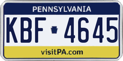 PA license plate KBF4645