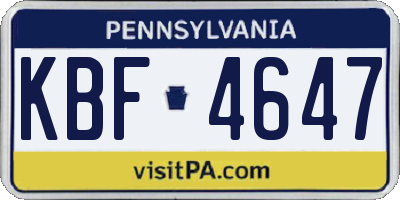 PA license plate KBF4647