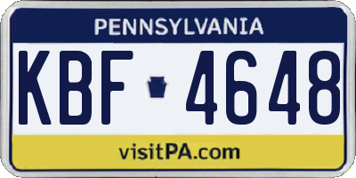 PA license plate KBF4648