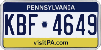PA license plate KBF4649
