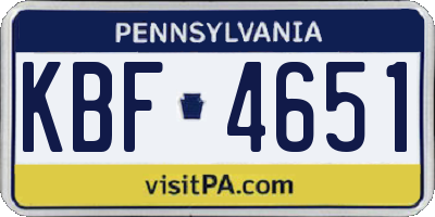 PA license plate KBF4651