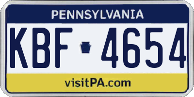PA license plate KBF4654