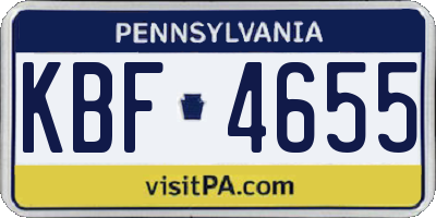 PA license plate KBF4655