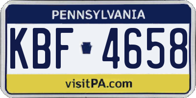 PA license plate KBF4658