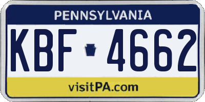 PA license plate KBF4662