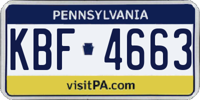 PA license plate KBF4663