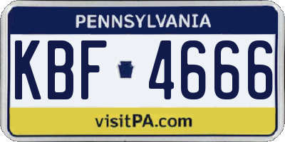 PA license plate KBF4666