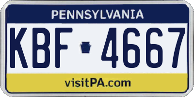 PA license plate KBF4667