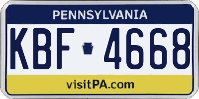 PA license plate KBF4668