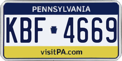 PA license plate KBF4669