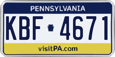 PA license plate KBF4671