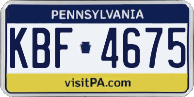PA license plate KBF4675