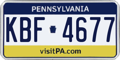 PA license plate KBF4677