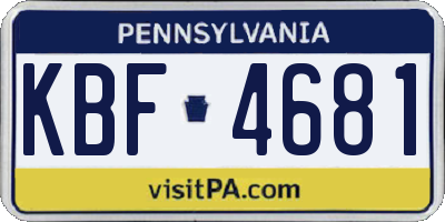 PA license plate KBF4681