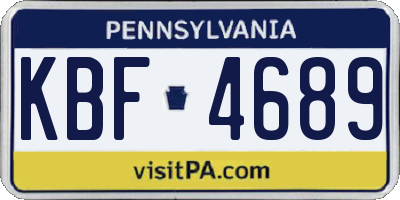 PA license plate KBF4689