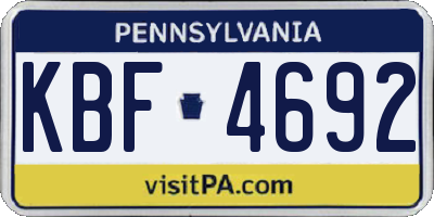 PA license plate KBF4692