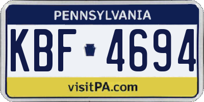 PA license plate KBF4694