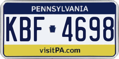PA license plate KBF4698