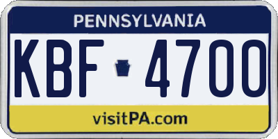 PA license plate KBF4700