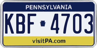 PA license plate KBF4703