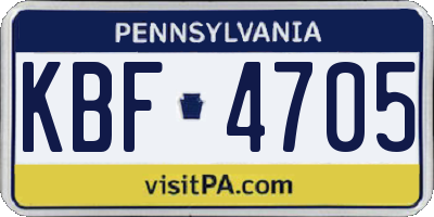 PA license plate KBF4705