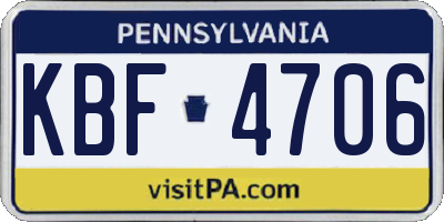 PA license plate KBF4706