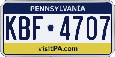 PA license plate KBF4707