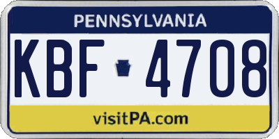 PA license plate KBF4708