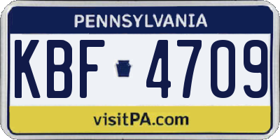 PA license plate KBF4709