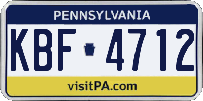 PA license plate KBF4712
