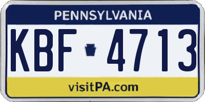 PA license plate KBF4713