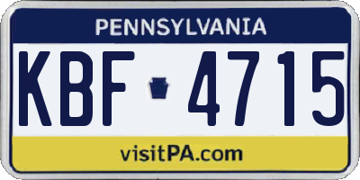 PA license plate KBF4715