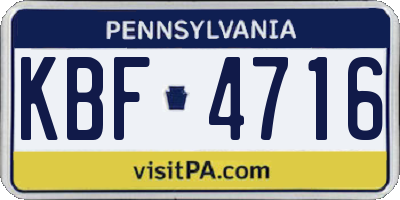 PA license plate KBF4716