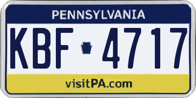 PA license plate KBF4717