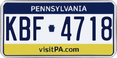 PA license plate KBF4718