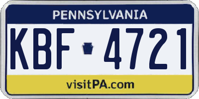PA license plate KBF4721