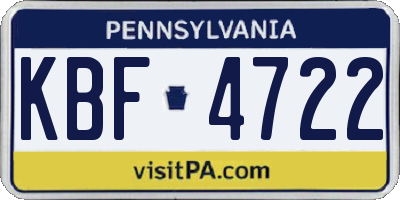 PA license plate KBF4722