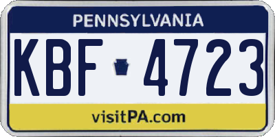 PA license plate KBF4723