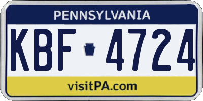 PA license plate KBF4724
